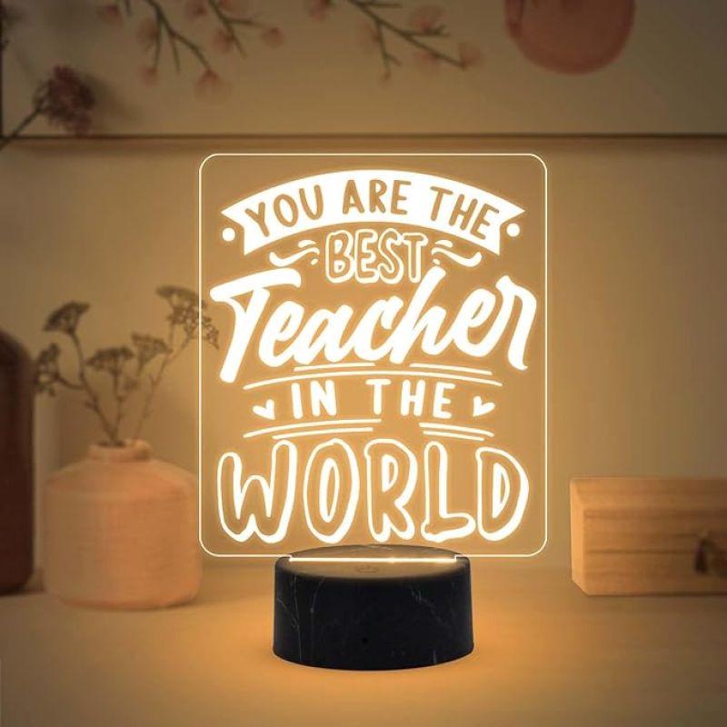 You are The Best Teacher in The World Engraved Night Lamp with Warm White Light Teachers Day Gift for Your Favorite Teacher